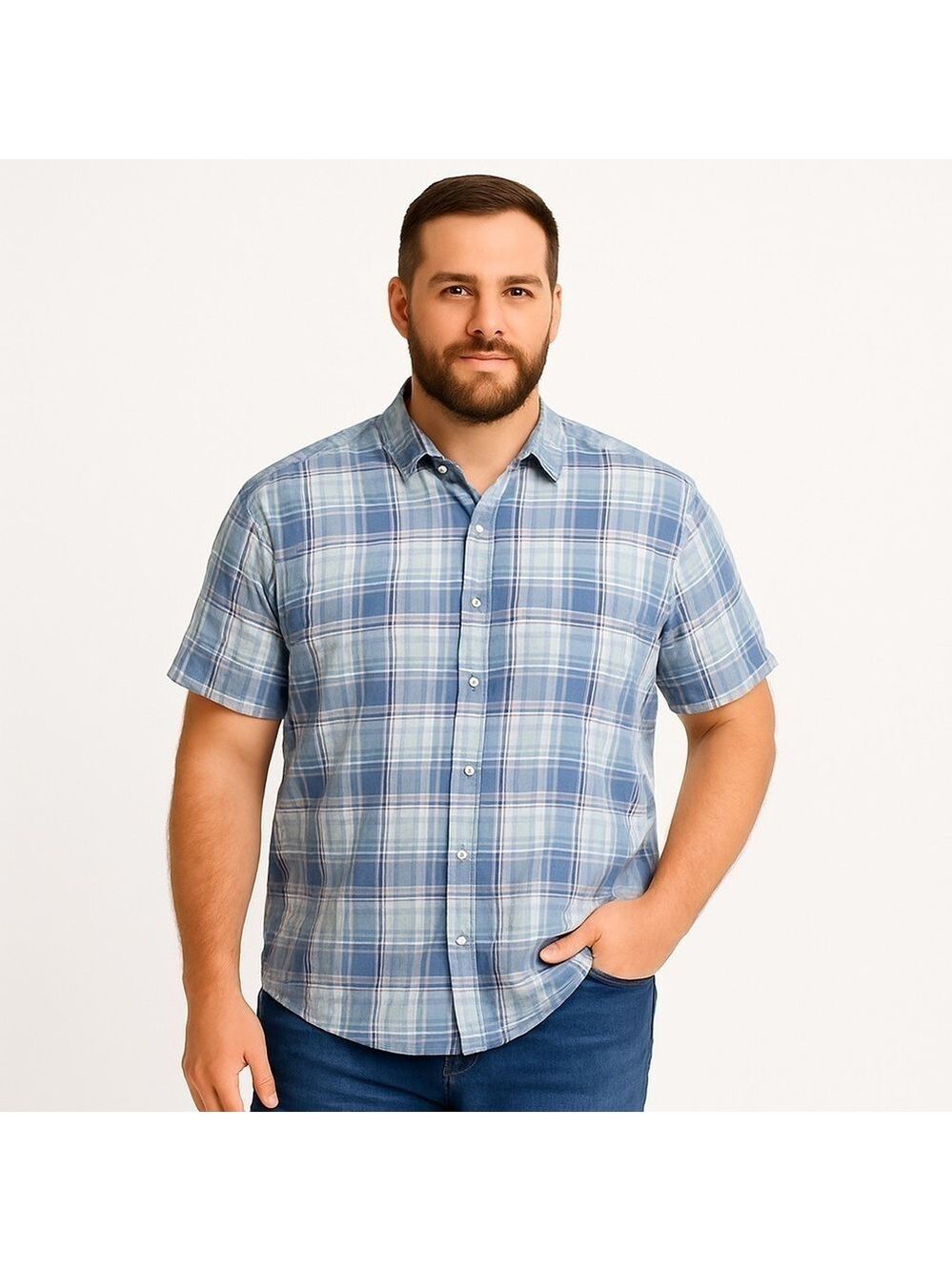 GRAYERS CLOTHIERS Men’s Plaid Short Sleeve Button Down Shirt, Size XL